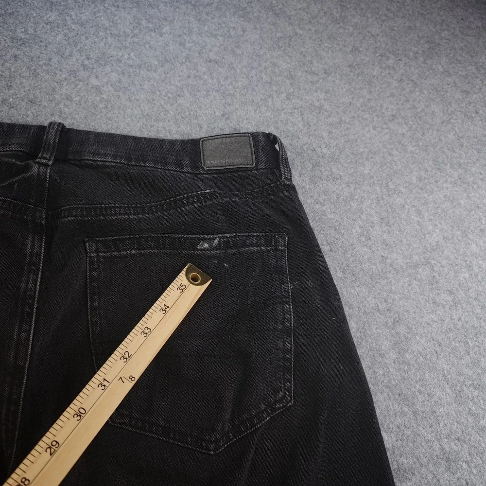 American Eagle Super Curvy High Rise Baggy Wide Leg Jeans Women's 12 Short Black